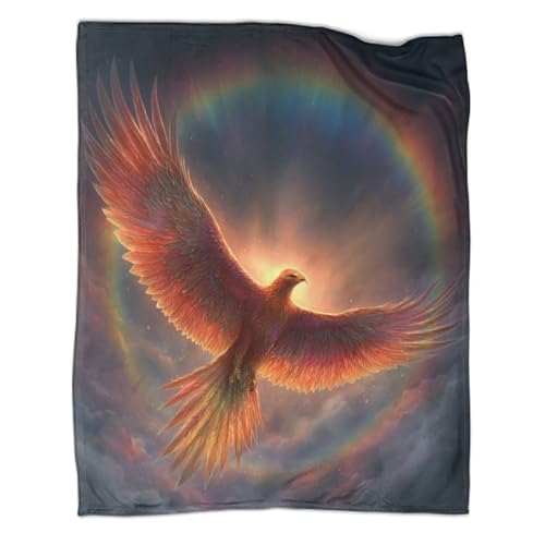 Phönix Decke Teenager Regenbogen Bedruckte Flauschig Weich Bequeme Warme Überwürfe Passend Für Schlafsofa 60x80inch(150x200cm) von kaiyun