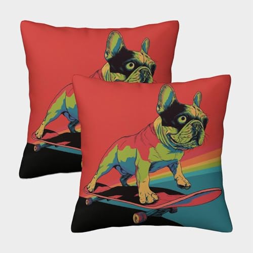 kaiyun 2er-Pack 40x40cm Square Pillowcase Hund Deko Kissenbezug Skateboard-Grafiken Garten-Außensofa Wohnzimmer Heim Dekoration von kaiyun