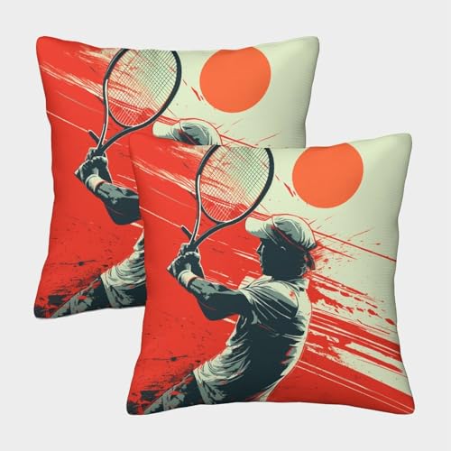 kaiyun 2er-Pack 40x40cm Tennis - Sports Theme Deko-Kissenbezug Mit Muster Passend Für Sofa Wohnzimmer Balkon Garten Auto von kaiyun