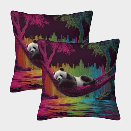 kaiyun 2er-Pack 45x45cm Panda Deko-Kissenbezug Hängematte Mit Muster Passend Für Sofa Wohnzimmer Balkon Garten Auto kaiyun 2er-Pack 45x45cm Panda Deko-Kissenbezug Hängematte Mit Muster Passend Für Sofa Wohnzimmer Balkon Garten Auto von kaiyun