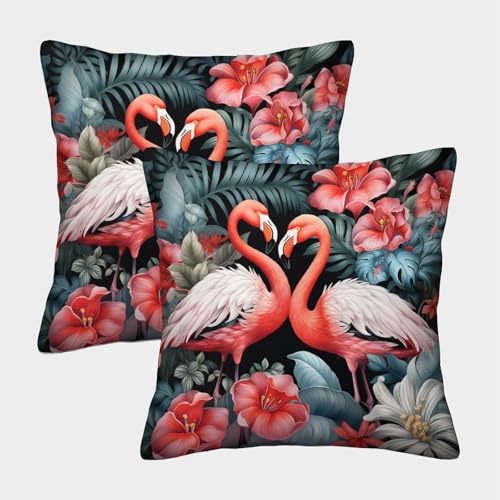 kaiyun 2er-Pack 45x45cm Square Pillowcase Palmen Deko Kissenbezug Flamingo Garten-Außensofa Wohnzimmer Heim Dekoration von kaiyun