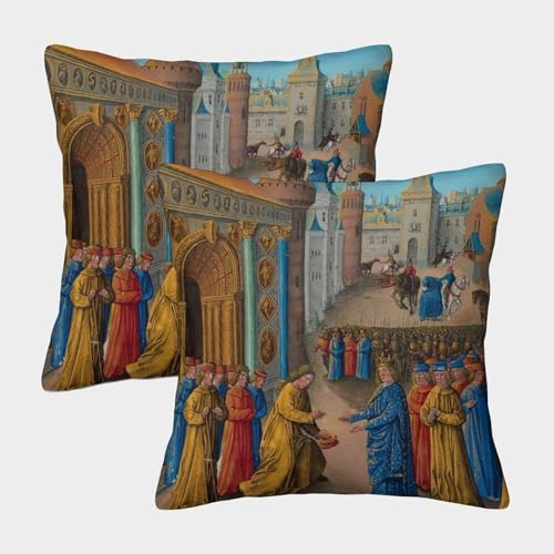 kaiyun 2er-Pack 50x50cm Square Pillowcase Männer im Mittelalter Kostüm Deko Kissenbezug Garten-Außensofa Wohnzimmer Heim Dekoration von kaiyun