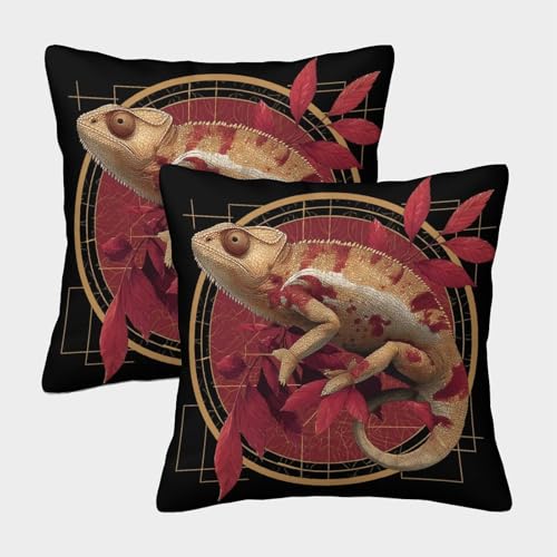 kaiyun Eidechse Kissenbezug 2er-Pack 40x40cm – 3D-Gedruckter Geometrische Linien Square Pillowcase,Heimdekoration,waschbar von kaiyun