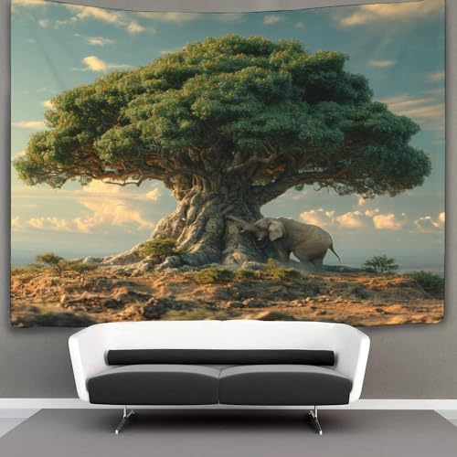 kaiyun Microfaser Flauschiger Wandteppich Mit Desert Baum Zauberstabbespannung Oder Deckenbespannung Zauberstabtuch (180cmx230cm,Elefant) von kaiyun