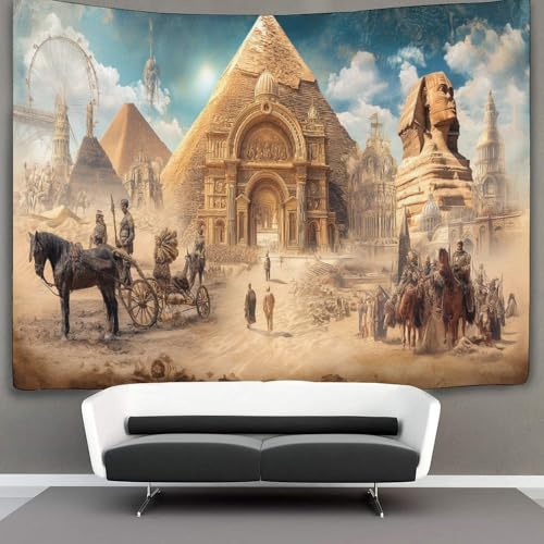 kaiyun Microfaser Flauschiger Wandteppich Mit Pyramides Ancient Churches War Chariots Wandbespannung Oder Deckenbespannung Wandtuch (70cmx100cm,Historische Szenen) von kaiyun