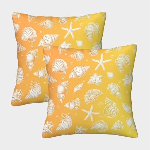 kaiyun Muscheln and StarFisch Kissenbezug,50x50cm 2er-Pack Doodle-Muster Moderner Dekorativer Sofasquare Pillowcase,Schlafzimmer,Bett,Auto von kaiyun