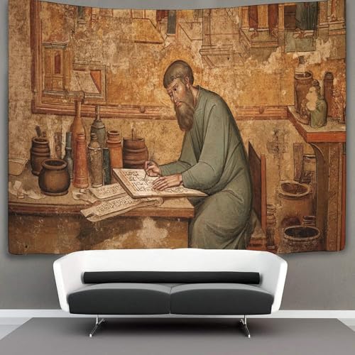 kaiyun Porträt eines mittelalterlichen Gelehrten Wandteppich Tapisserie Wandbehang Landschaft Wandkunst Dekore 70cmx100cm von kaiyun