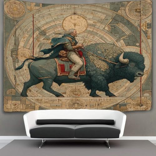kaiyun Universum Wandbehang Wandtuch Büffel Wandteppiche 3D Heimdekoration Für Raum 100cmx150cm von kaiyun