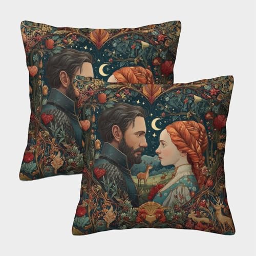 kaiyun Verliebtes Paar Weicher Kissenbezug 40x40cm 2er-Pack Kissen Modern Mittelalterlicher Stil Quadratischer Sofakissen Dekokissen Wohnzimmer Bett von kaiyun