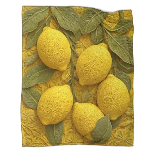kaiyun Yellow Zitrone Superweiche Überwürfe | Reliefkunst Sofadecke | Flauschiger Und Bequemer Reisebezug,50x60inch(127x152cm) von kaiyun