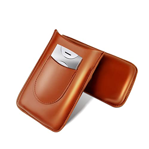 kajkey Zigarrenetui 3 Zigarren, Leder Zigarren Etuis mit Zigarrenschneider, Cigar Case für Tragbarer Humidor Zigarren fr Reise Kurztrips(Braun) von kajkey