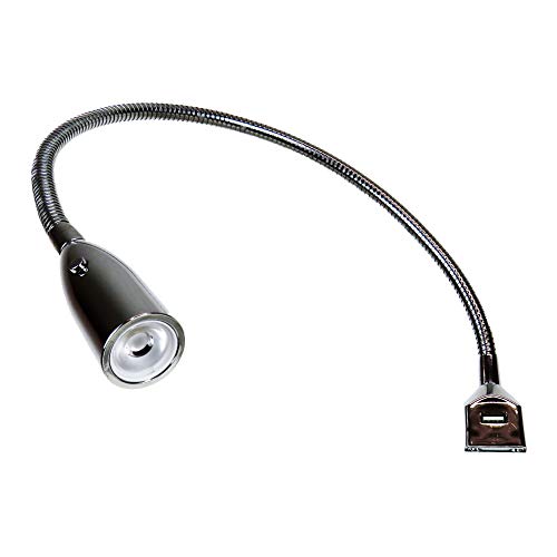 kalb Material für Möbel Flexible LED-Bettleuchte/LED-Leseleuchte mit integrierter USB Ladefunktion verchromt (1er oder 2er Set chrom), Auswahl:1er Set chrom von kalb Material für Möbel