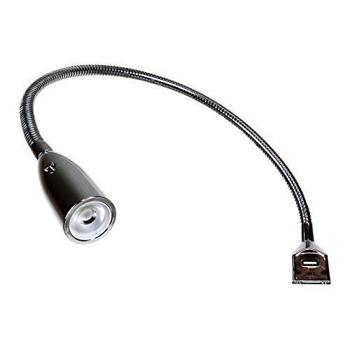 Flexible LED-Bettleuchte/LED-Leseleuchte mit integrierter USB Ladefunktion verchromt (1er oder 2er Set chrom), Auswahl:1er Set chrom von kalb Material für Möbel