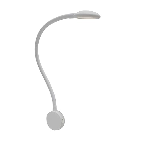 kalb Material für Möbel LED Bettleuchte + USB Ladeg. TOUCH Bettleuchten Leseleuchte Leselicht Ladegerät, Farbe:Weiß von kalb Material für Möbel