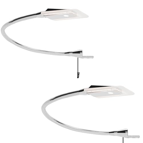 LED Bettleuchte Leseleuchte Flexleuchte Nachttischlampe Leselampe Nachtlicht, Modell:2er SET chrom von kalb Material für Möbel