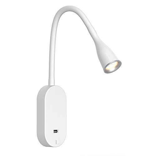 LED Bettleuchte 'Tulipano II' 4.5W Leseleuchte USB Bettlampe Aufladestation, Farbe:Weiß von kalb Material für Möbel