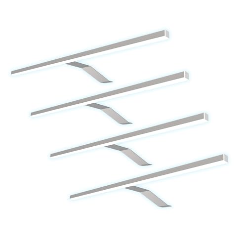 kalb Material für Möbel LED Kleiderschrankleuchte Aufbauleuchte Schrankbeleuchtung 1-4er SET chrom / silbergrau 600mm, Auswahl:4er Set neutralweiss, Oberfläche:silbergrau von kalb Material für Möbel