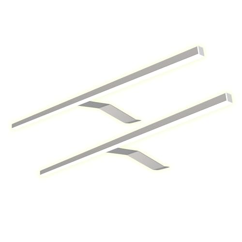 kalb Material für Möbel LED Kleiderschrankleuchte Aufbauleuchte Schrankbeleuchtung 1-4er SET chrom / silbergrau 600mm, Oberfläche:verchromt, Auswahl:2er Set warmweiss von kalb Material für Möbel