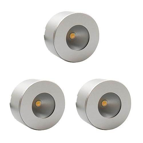 Mini-Star LED SET Einbauspot Unterbauleuchte Einbaustrahler Chrom Alu, Auswahl:3er Set silbergrau von kalb Material für Möbel