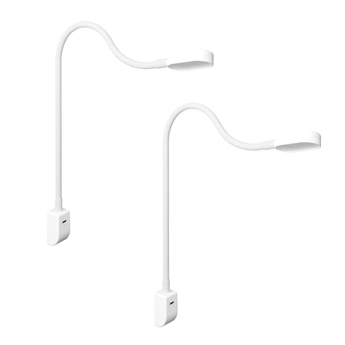 kalb I Ilios LED-Bettleuchte/Leseleuchte mit USB-C, Wand- und Winkelmontage, Flexibler Arm, dimmbar, warmweiß 3000k (2er Set weiß) von kalb Material für Möbel