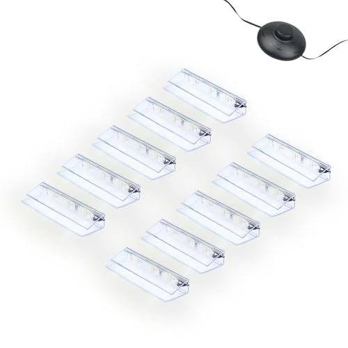 kalb | LED Glaskantenbeleuchtung Ambilux Clip transparent 3000K 5000K 1-10 Sets für Glasböden 4-10mm Fußschalter Glasbodenbeleuchtung erweiterbar um Dimmer/Controller Plug & Play (kaltweiß, 10er Set) von kalb Material für Möbel