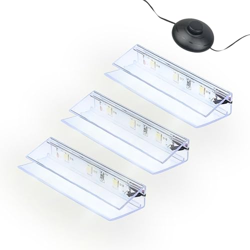 kalb | LED Glaskantenbeleuchtung Ambilux Clip transparent 3000K 5000K 1-10 Sets für Glasböden 4-10mm Fußschalter Glasbodenbeleuchtung erweiterbar um Dimmer/Controller Plug & Play (kaltweiß, 3er Set) von kalb Material für Möbel