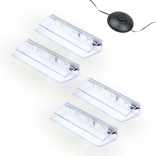 kalb | LED Glaskantenbeleuchtung Ambilux Clip transparent 3000K 5000K 1-10 Sets für Glasböden 4-10mm Fußschalter Glasbodenbeleuchtung erweiterbar um Dimmer/Controller Plug & Play (kaltweiß, 4er Set) von kalb Material für Möbel