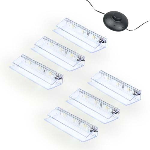 kalb | LED Glaskantenbeleuchtung Ambilux Clip transparent 3000K 5000K 1-10 Sets für Glasböden 4-10mm Fußschalter Glasbodenbeleuchtung erweiterbar um Dimmer/Controller Plug & Play (kaltweiß, 6er Set) von kalb Material für Möbel