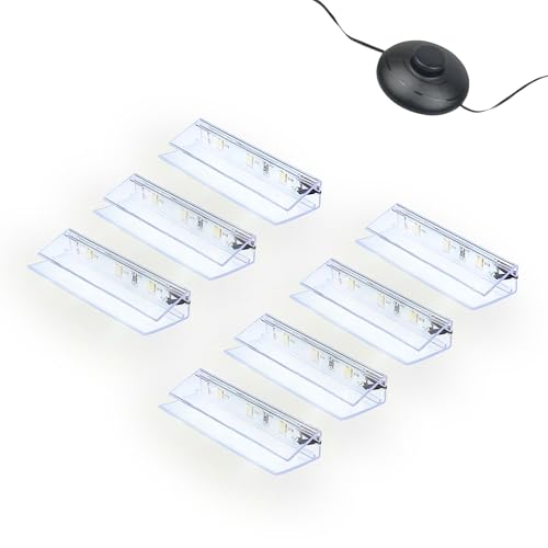 kalb | LED Glaskantenbeleuchtung Ambilux Clip transparent 3000K 5000K 1-10 Sets für Glasböden 4-10mm Fußschalter Glasbodenbeleuchtung erweiterbar um Dimmer/Controller Plug & Play (kaltweiß, 7er Set) von kalb Material für Möbel