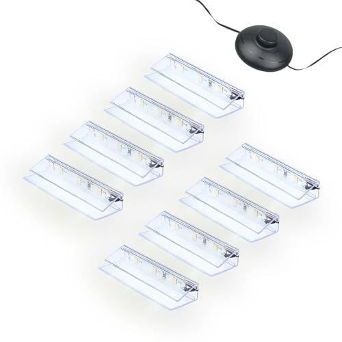kalb | LED Glaskantenbeleuchtung Ambilux Clip transparent 3000K 5000K 1-10 Sets für Glasböden 4-10mm Fußschalter Glasbodenbeleuchtung erweiterbar um Dimmer/Controller Plug & Play (kaltweiß, 8er Set) von kalb Material für Möbel
