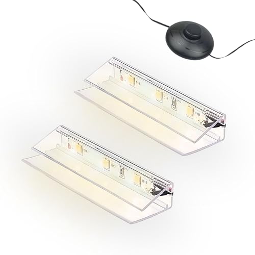 kalb | LED Glaskantenbeleuchtung Ambilux Clip transparent 3000K 5000K 1-10 Sets für Glasböden 4-10mm Fußschalter Glasbodenbeleuchtung erweiterbar um Dimmer/Controller Plug & Play (warmweiß, 2er Set) von kalb Material für Möbel