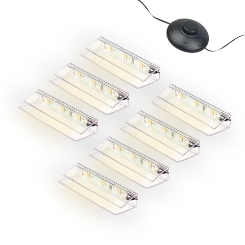 kalb | LED Glaskantenbeleuchtung Ambilux Clip transparent 3000K 5000K 1-10 Sets für Glasböden 4-10mm Fußschalter Glasbodenbeleuchtung erweiterbar um Dimmer/Controller Plug & Play (warmweiß, 7er Set) von kalb Material für Möbel
