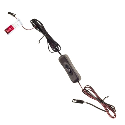 kalb | LED Handschalter 12–24 V DC, 2-poliger Kabelschalter für Beleuchtung, Plug&Play mit MiniLED Stecker & Buchse, inline Rocker Switch, max. 3 A, Kunststoff schwarz, Kabellänge 2 m von kalb Material für Möbel