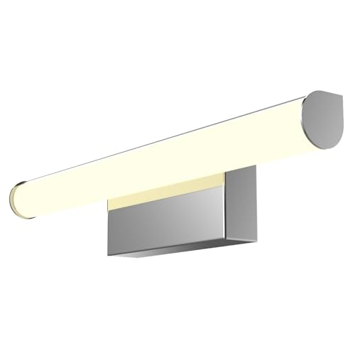 kalb | LED Spiegelleuchte 400mm, Wandleuchte, chrom, Rund, 230VAC, Badezimmer Leuchte Chrom - Modernes Ambiente, Energiesparend, Spritzwassergeschützt, Warmweiß von kalb Material für Möbel