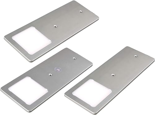 kalb | LED Unterbauleuchten silber 5W- sehr flache Küchenleuchte mit Touch-Dimmfunktion Einbaustrahler Einbauspot, Auswahl:3er Set warmweiss von kalb Material für Möbel