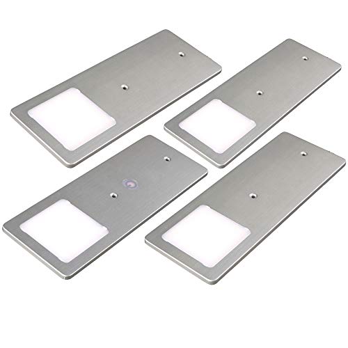 kalb | LED Unterbauleuchten silber 5W- sehr flache Küchenleuchte mit Touch-Dimmfunktion Einbaustrahler Einbauspot, Auswahl:4er Set neutralweiss von kalb Material für Möbel