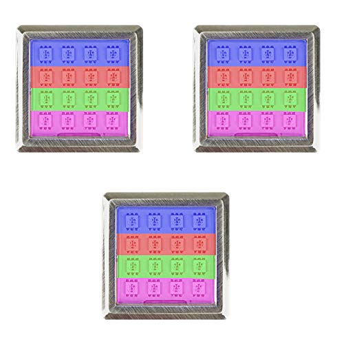kalb Material für Möbel LED RGB Vitrinenbeleuchtung Quadratisch 5.2cm x 5.2cm Glasbodenbeleuchtung Möbelleuchte Schrankleuchte 2Watt SET, Auswahl:3er SET, Form:Quadratisch von kalb Material für Möbel