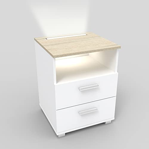 kalb | Mila - Nachtkonsole Nachttisch mit integriertem LED Licht, dimmbar Farbe: Eiche von kalb Material für Möbel