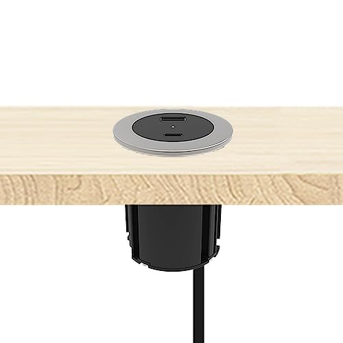 kalb USB-C Einbausteckdose HUB Tischsteckdose rund für Arbeitsplatte Wand und Möbel mit SCHUKO-Stecker 5VDC max. 45W von kalb Material für Möbel