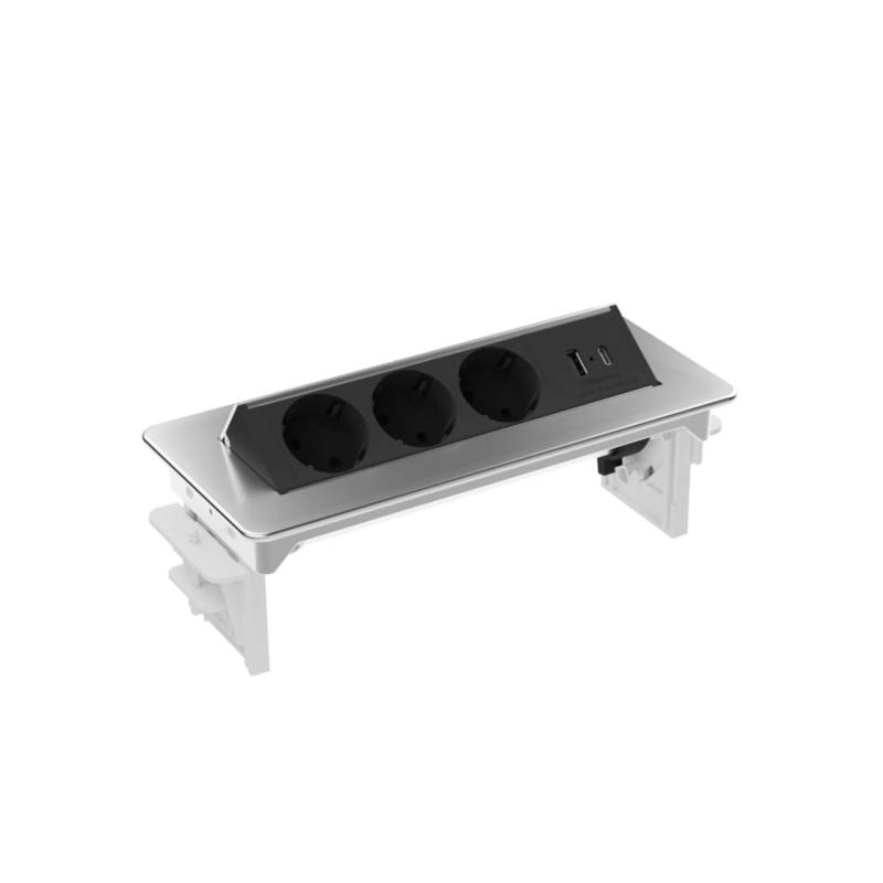 kalb 3er Flipup-Mehrfachsteckdose Voltaris Mit USB A Und USB C 230VAC 16A Einbauleiste für Möbel von kalb