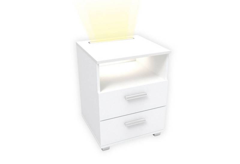 kalb Beistelltisch Mila - Nachtkonsole Nachttisch mit integr. LED Licht, dimmbar von kalb