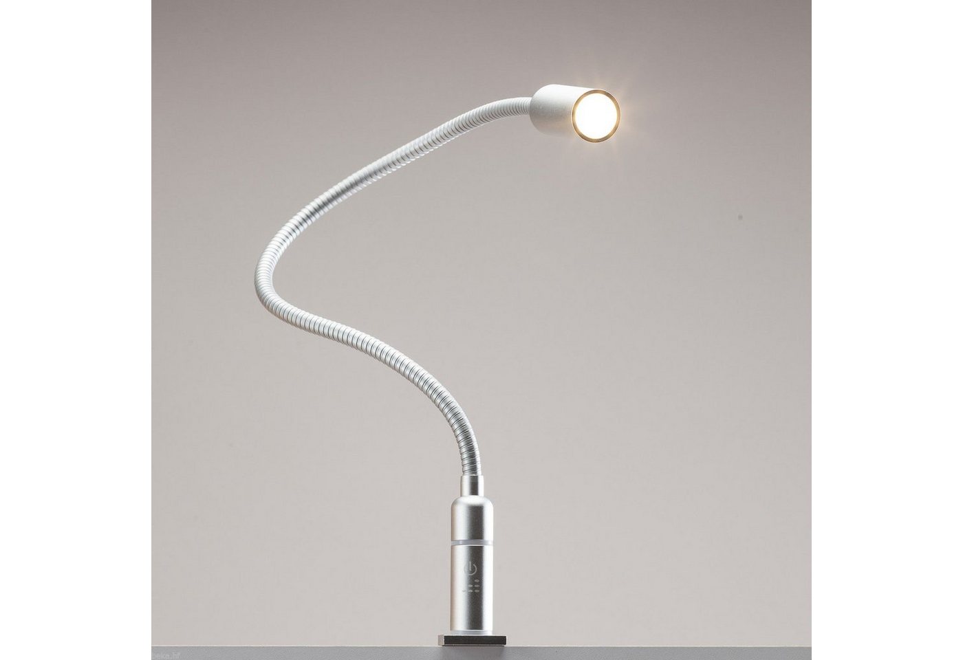 kalb Bettleuchte 3W LED Leseleuchte Nachttischlampe Bettlampe Leselampe dimmbar, 1er Set silbergrau, warmweiß von kalb