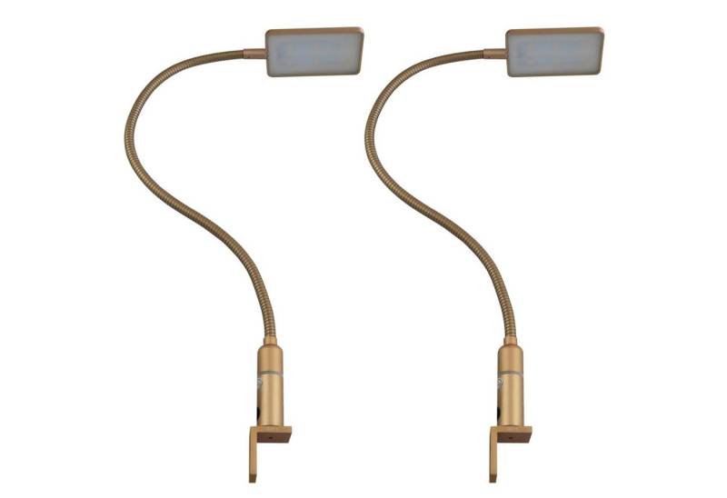 kalb Bettleuchte 4W LED Bettleuchte Leseleuchte Nachttischlampe Leselampe flexibel, 2er Set messing matt, warmweiß von kalb