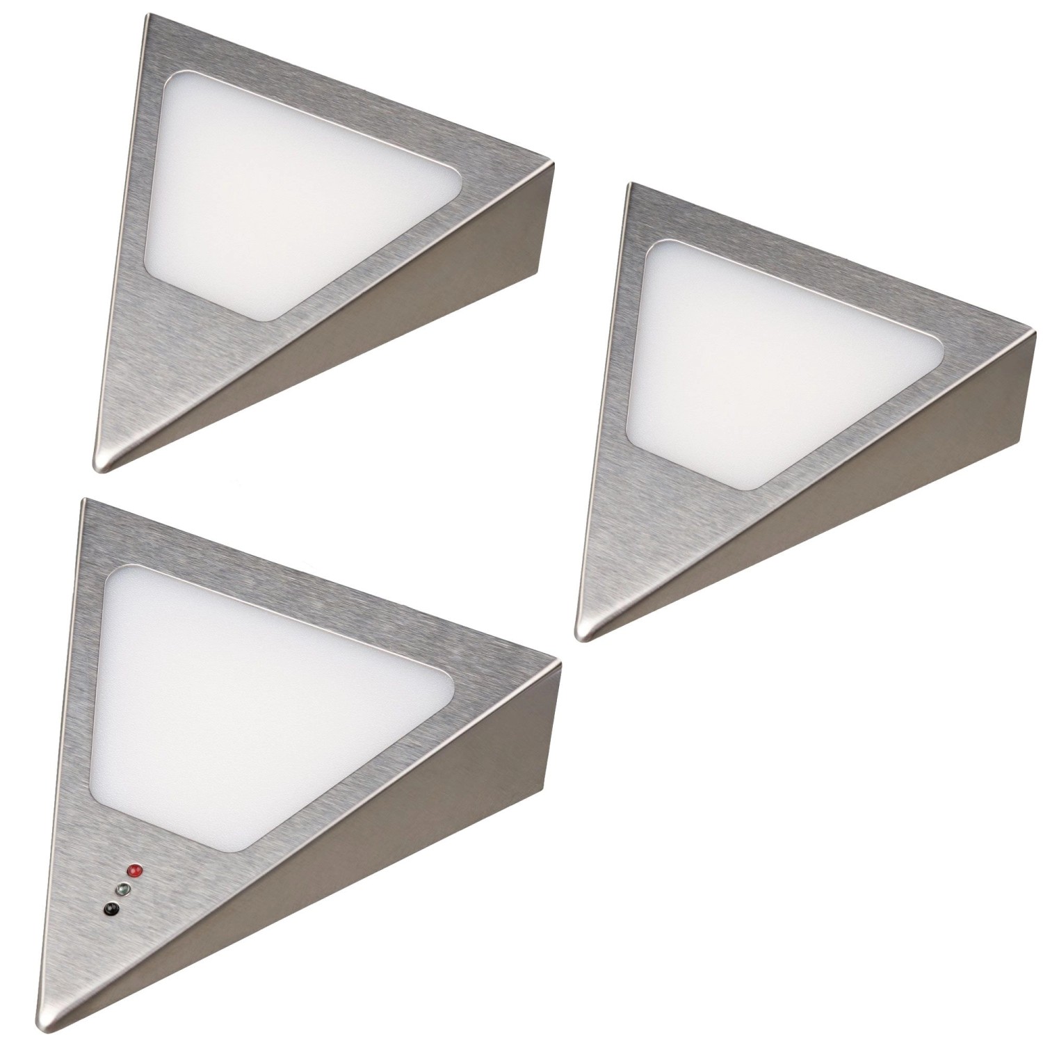 kalb Dreieck LED Unterbauleuchten Mit Sensor Dimmbar Warmweiß Edelstahl Gebürstet Anschlussfertiges 3er Set kalb Dreieck LED Unterbauleuchten Mit Sensor Dimmbar Warmweiß Edelstahl Gebürstet Anschlussfertiges 3er Set von kalb