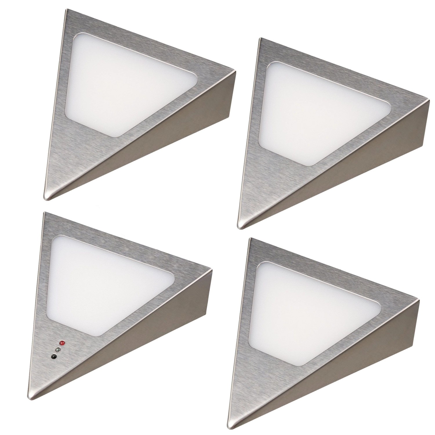 kalb Dreieck LED Unterbauleuchten Mit Sensor Dimmbar Warmweiß Edelstahl Gebürstet Anschlussfertiges 4er Set kalb Dreieck LED Unterbauleuchten Mit Sensor Dimmbar Warmweiß Edelstahl Gebürstet Anschlussfertiges 4er Set von kalb