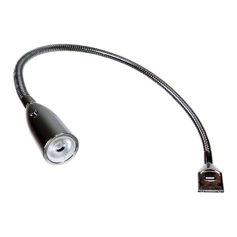 kalb Flexible LED Bettleuchte Silbergrau Warmweiß Leseleuchte Mit Integrierter USB Ladefunktion 1er Set Chrom von kalb