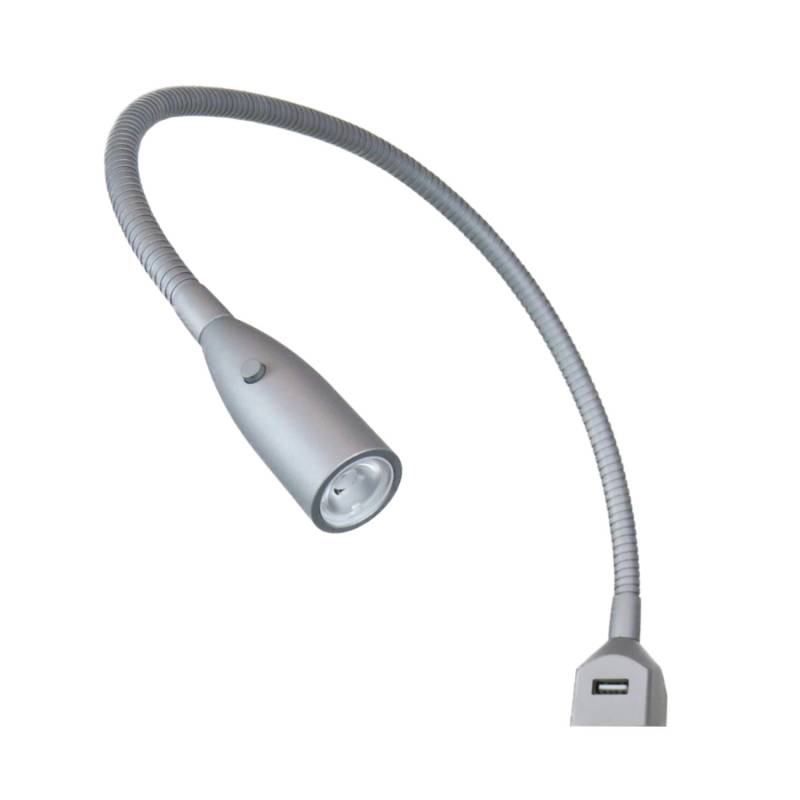 kalb Flexible LED Bettleuchte Silbergrau Warmweiß Leseleuchte Mit Integrierter USB Ladefunktion 1er Set Silbergrau kalb Flexible LED Bettleuchte Silbergrau Warmweiß Leseleuchte Mit Integrierter USB Ladefunktion 1er Set Silbergrau von kalb