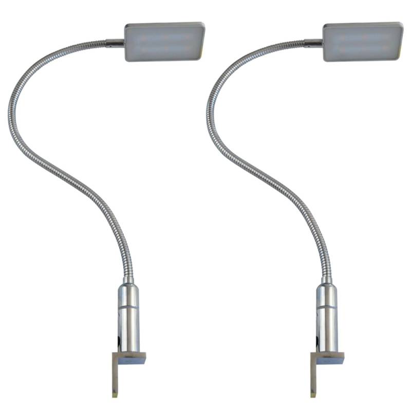 kalb LED Bettleuchte 4W Dimmbar Warmweiß Leseleuchte Flexibler Schwanenhals 2er Set Chrom von kalb