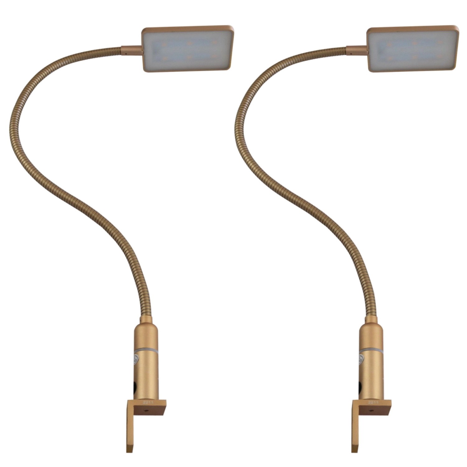 kalb LED Bettleuchte 4W Dimmbar Warmweiß Leseleuchte Flexibler Schwanenhals 2er Set Messing Matt von kalb