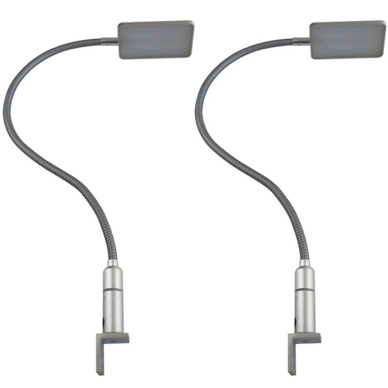 kalb LED Bettleuchte 4W Dimmbar Warmweiß Leseleuchte Flexibler Schwanenhals 2er Set Silbergrau von kalb